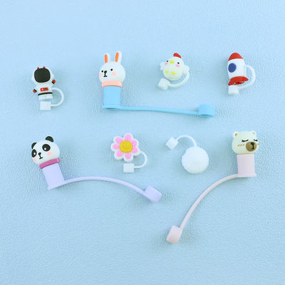 Custom 3D Silicone Straw Cover Naam Merk Gepersonaliseerd Ontwerp strooien hoed