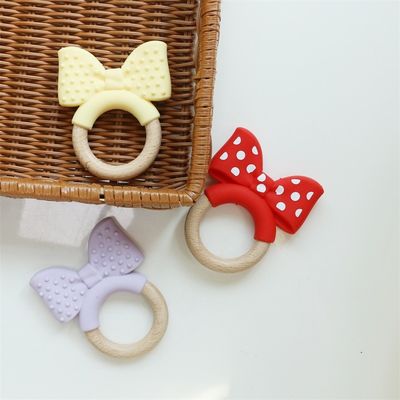 Voedselkwaliteit siliconen tandring bevriezing voor extra verlichting educatief speelgoed baby siliconen fruit teether