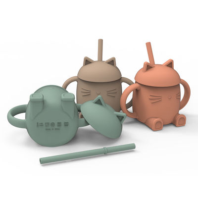 Geprinte aanpassing Silikon Sippy Drinking Cup met stro