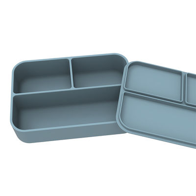 Aanpassen van logo Draagbare voedselkwaliteit Silicone rechthoekige voedselcontainer Bento doos met deksel 3 rooster
