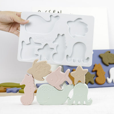 kwaliteit  Sea Ocean Animals Silicone Puzzle , Educational Montessori Baby Puzzle fabriek
