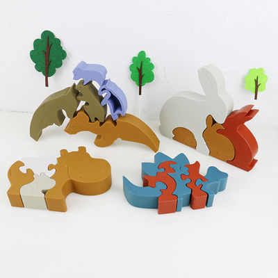 Silicone en de houten puzzel die dierlijke hippo het bevinden zich brengen jong geitjespeelgoed voor kind het spelen in verwarring