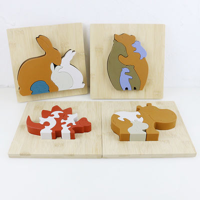 Silicone en de houten puzzel die dierlijke hippo het bevinden zich brengen jong geitjespeelgoed voor kind het spelen in verwarring
