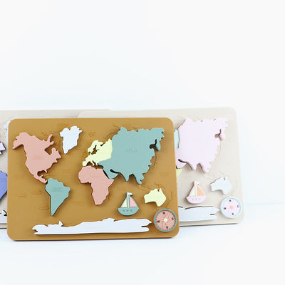 Wereldkaart Continenten en Oceanen Silicone Puzzle Baby Gift Montessori Educatieve