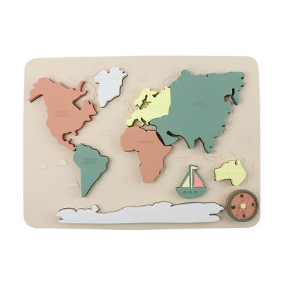 Wereldkaart Continenten en Oceanen Silicone Puzzle Baby Gift Montessori Educatieve