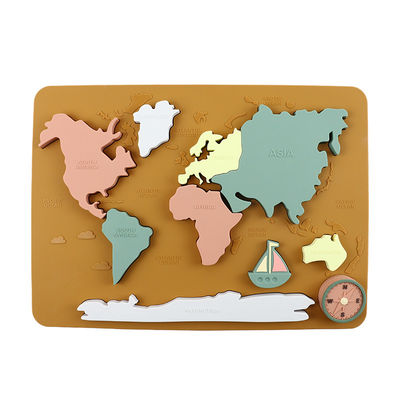 Wereldkaart Continenten en Oceanen Silicone Puzzle Baby Gift Montessori Educatieve