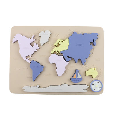 Wereldkaart Continenten en Oceanen Silicone Puzzle Baby Gift Montessori Educatieve