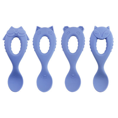 De nieuwe van het de Lepelvoedsel van de Aankomstbaby Lepel van het de Rangsilicone met de Vriendschappelijke Jonge geitjes die van Peutereco Baby de Dierlijke Lepel van het Stijlsilicone voeden