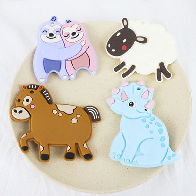 Kleurrijk Baby Gepersonaliseerd Silicone Teether met Schapenpaard Dino Shape