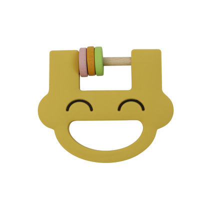 Van het Siliconejonge geitjes van het glimlachgezicht past de Leuke van het het Speelgoedsilicone Rammelaar Teether met Embleemoem ODM aan