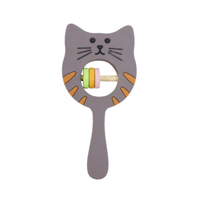 Kitty Shape Food Grade Silicone-Rammelaar Teether voor Babypeuter