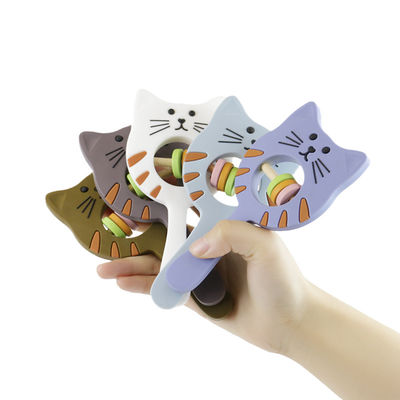 Kitty Shape Food Grade Silicone-Rammelaar Teether voor Babypeuter