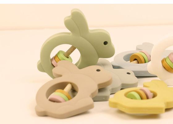 Van het de Babyspeelgoed van het Eco de Vriendschappelijke Silicone Vorm van het de Rammelaarkonijn voor Peuter
