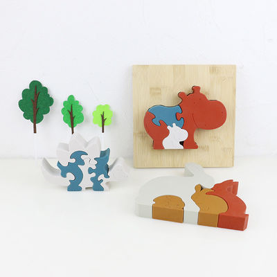 Pas Siliconeraadsel, 3D Zuigelingspuzzels met Houten Bamboebasis aan