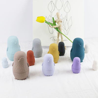 Kauwsilicone Pinguïn Silicone stapel speelgoed Baby Silicone Speelgoed Stapelen Voor Kleuters Bad Speel
