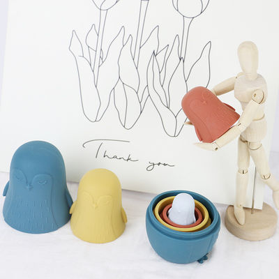 Kauwsilicone Pinguïn Silicone stapel speelgoed Baby Silicone Speelgoed Stapelen Voor Kleuters Bad Speel