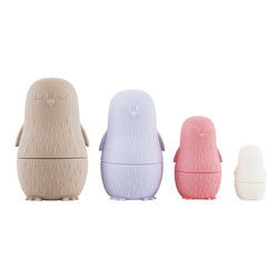 Kauwsilicone Pinguïn Silicone stapel speelgoed Baby Silicone Speelgoed Stapelen Voor Kleuters Bad Speel