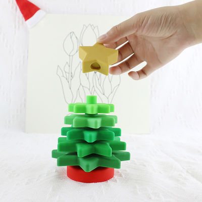 Babe Soft Silicone Stacking Rings-Blokken met Kerstboomvorm