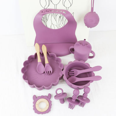 gepersonaliseerde siliconen producten Food Grade Silicone voeding Set Cartoon cat Style siliconen babyvoedsel set