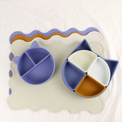 Cat Shape Silicone tafelgerei Set, Silicone Split Cat Plate Cat Shape Lepel Niet giftig BPAvrij