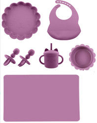 Custom Pantone Kleur siliconen dinerset 5pcs Silicone Zuig Afstoten Set Food Grade Materiaal OEM ODM