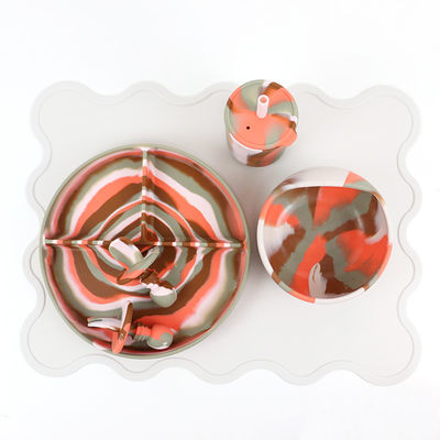 Meerdere Kleuren Silikon tafelgerei Set Plaat Voor Baby Kleuter Diner Set Kinderen Silikon Food Set