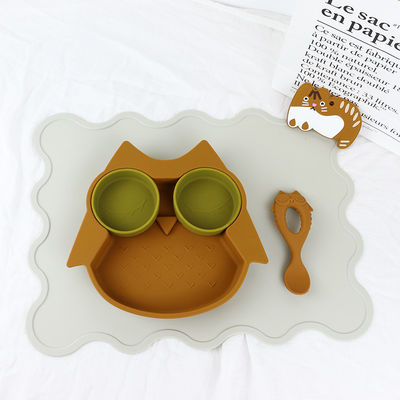 Bruin Owl Style Silicone Suction Plate voor Multi Functioneel van Peuterjonge geitjes