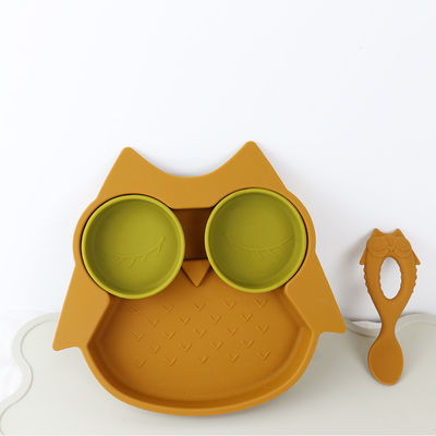 Bruin Owl Style Silicone Suction Plate voor Multi Functioneel van Peuterjonge geitjes