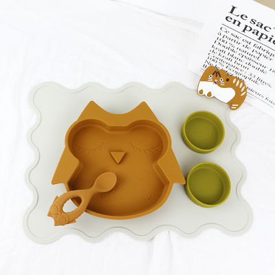 Bruin Owl Style Silicone Suction Plate voor Multi Functioneel van Peuterjonge geitjes