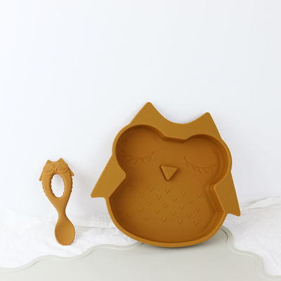 Bruin Owl Style Silicone Suction Plate voor Multi Functioneel van Peuterjonge geitjes