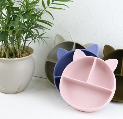Cat Style Kids Silicone Bowl, Kleurrijke Silicone Verdeelde OEM van de Zuigingsplaat