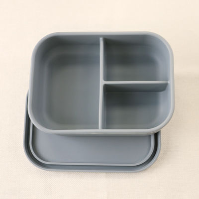 3 de Lunchcontainers van het compartimentensilicone, Opnieuw te gebruiken Silicone Bento Lunch Box Leak Proof