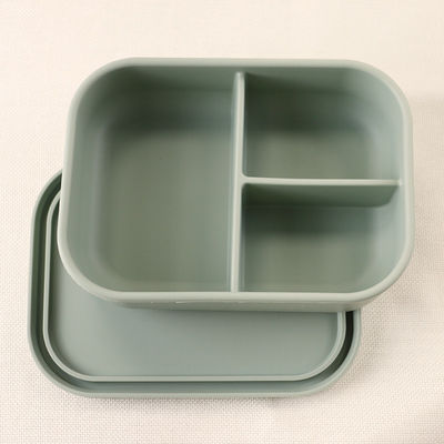 3 de Lunchcontainers van het compartimentensilicone, Opnieuw te gebruiken Silicone Bento Lunch Box Leak Proof