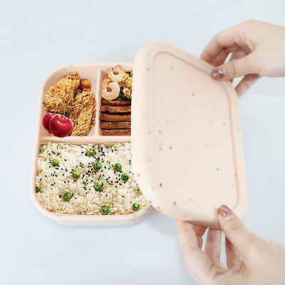 3 de Lunchcontainers van het compartimentensilicone, Opnieuw te gebruiken Silicone Bento Lunch Box Leak Proof