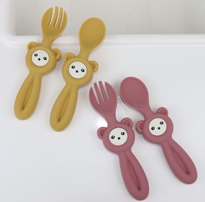 Zachte Leuke Panda Style Silicone Forks And-Lepels voor Babykinderen
