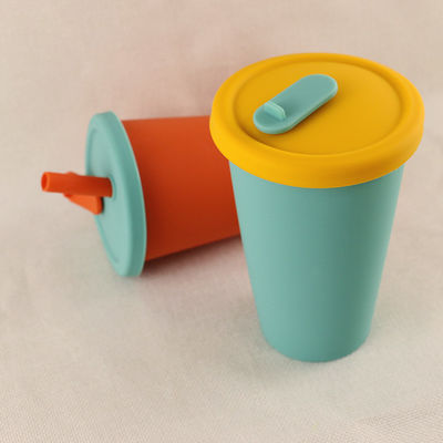 Van de het Siliconekoffie van het reiskamp de Opvouwbare Kop 350ml met Straw Lid