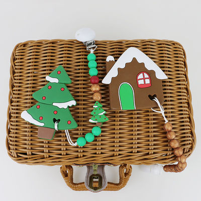 DIY-Siliconekerstboom Teether, Veilige Zachte Rubberparels voor Tandjes krijgen