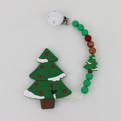 DIY-Siliconekerstboom Teether, Veilige Zachte Rubberparels voor Tandjes krijgen