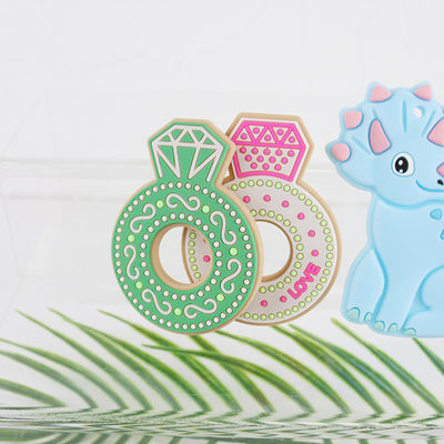 Beeldverhaal Diamond Silicone Baby Teether, de niet Giftige Ringen van het Siliconetandjes krijgen