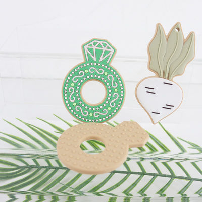 Beeldverhaal Diamond Silicone Baby Teether, de niet Giftige Ringen van het Siliconetandjes krijgen