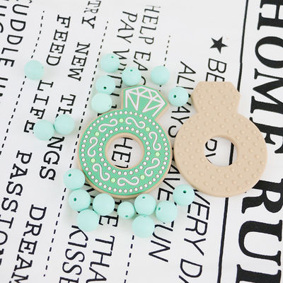 Beeldverhaal Diamond Silicone Baby Teether, de niet Giftige Ringen van het Siliconetandjes krijgen