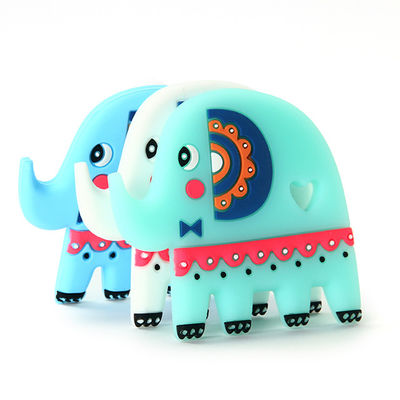 Van het de Rangsilicone van het olifantsvoedsel de Baby Teether BPA Vrij met past Embleem aan