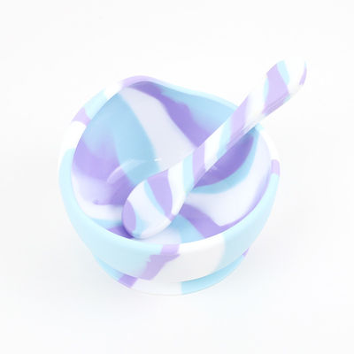 Prachtige kleuren Silicone diner set Anti slip Onbreekbare siliconen zuigplaat kom eten set