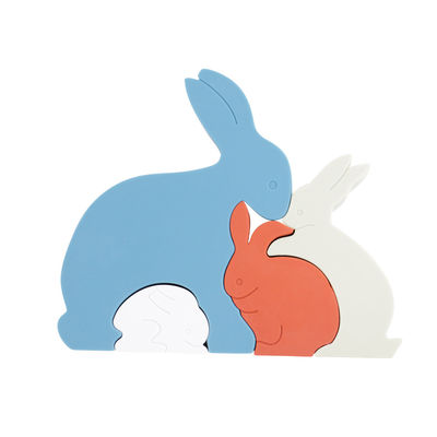 Bunny Rabbit Silicone Toddler Jigsaw-Raadsel Eco Vriendschappelijk voor Baby