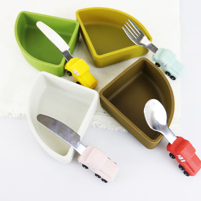 De Babylepel van het peuterroestvrije staal met het Siliconehandvat van de Autovorm