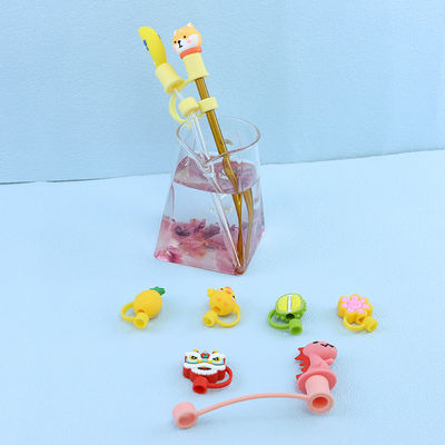 Custom 3D Silicone Straw Cover Naam Merk Gepersonaliseerd Ontwerp strooien hoed