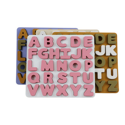 Het Silicone onderwijsspeelgoed alphabate het Raadsel BPA Vrije Eco van het douaneembleem van het 26 brievensilicone Vriendschappelijk voor kinderen