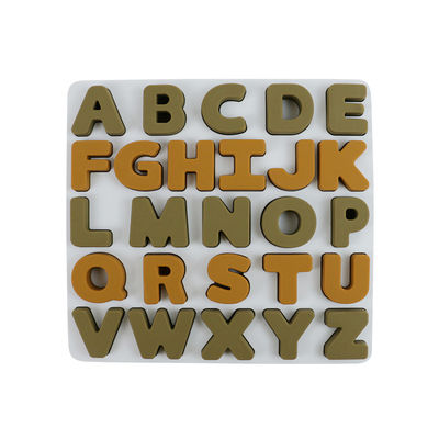 Het Silicone onderwijsspeelgoed alphabate het Raadsel BPA Vrije Eco van het douaneembleem van het 26 brievensilicone Vriendschappelijk voor kinderen
