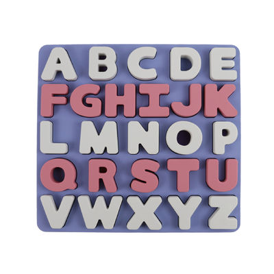 Het Silicone onderwijsspeelgoed alphabate het Raadsel BPA Vrije Eco van het douaneembleem van het 26 brievensilicone Vriendschappelijk voor kinderen