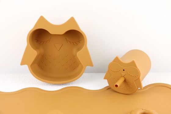 Volledig Silikon Straw Cover In 3D Design Lichtgewicht Silikon Baby tafelgerei set